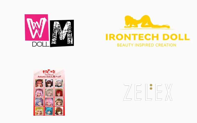 YourDoll 取扱の主要メーカーロゴ(WM Doll / Irontech / Aotume / ZELEX)